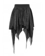 Devil Fashion Black Gothic Punk Net Splicing Pleated Irregular Skirt