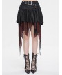 Devil Fashion Black and Red Gothic Punk Net Splicing Pleated Irregular Skirt