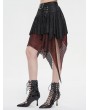 Devil Fashion Black and Red Gothic Punk Net Splicing Pleated Irregular Skirt