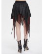 Devil Fashion Black and Red Gothic Punk Net Splicing Pleated Irregular Skirt