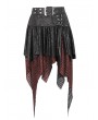 Devil Fashion Black and Red Gothic Punk Net Splicing Pleated Irregular Skirt
