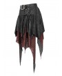 Devil Fashion Black and Red Gothic Punk Net Splicing Pleated Irregular Skirt