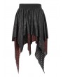 Devil Fashion Black and Red Gothic Punk Net Splicing Pleated Irregular Skirt