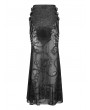 Devil Fashion Black Gothic Punk Sexy See-Through Pattern Chain Embellished Maxi Skirt