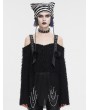 Devil Fashion Black Gothic Punk Fluffy Off-the-Shoulder Irregular Sweater for Women