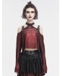 Devil Fashion Red Gothic Punk Buckle Strap Cold Shoulder Halter Top for Women