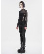 Devil Fashion Black Gothic Punk Sexy Mesh Sleeve Fitted Top for Women