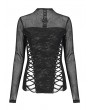 Devil Fashion Black Gothic Punk Sexy Mesh Sleeve Fitted Top for Women