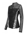 Devil Fashion Black Gothic Punk Sexy Mesh Sleeve Fitted Top for Women