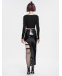 Devil Fashion Black Gothic Sexy Chain Lace-Up Long Sleeve Crop Top for Women