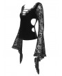 Devil Fashion Black Gothic Sexy Vintage Pattern V-Neck Bell Sleeve Top for Women