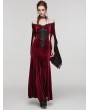 Punk Rave Red Vintage Gothic Gorgeous Velvet Lace Applique Long Party Dress
