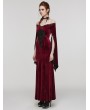 Punk Rave Red Vintage Gothic Gorgeous Velvet Lace Applique Long Party Dress