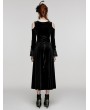 Punk Rave Black Gothic Cold Shoulder Velvet Long Floral Lace Dress