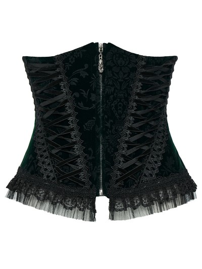 Punk Rave Black and Green Gorgeous Velvet Gothic Printing Underbust Corset Waistband