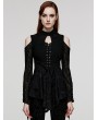 Punk Rave Black Gothic Cold Shoulder Daily Long Sleeve T-Shirt for Women