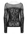 Punk Rave Black Gothic Bat Mesh Long Sleeve Daily T-shirt for Women