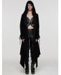 Punk Rave Black Gothic Decadent Layered Hooded Long Trench Coat for Women