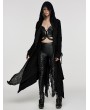 Punk Rave Black Gothic Decadent Layered Hooded Long Trench Coat for Women