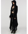 Punk Rave Black Gothic Decadent Layered Hooded Long Trench Coat for Women