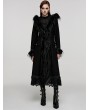 Punk Rave Black Gothic Gorgeous Fur Long Hooded Winter Coat for Women