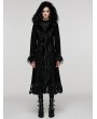 Punk Rave Black Gothic Gorgeous Fur Long Hooded Winter Coat for Women