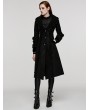 Punk Rave Black Vintage Gothic Single Breasted Lapel Long Coat for Women