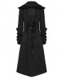 Punk Rave Black Vintage Gothic Single Breasted Lapel Long Coat for Women