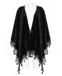 Punk Rave Black Gothic Embossed Velvet Tassel Shawl for Women