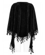 Punk Rave Black Gothic Embossed Velvet Tassel Shawl for Women