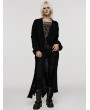 Punk Rave Black Gothic Asymmetric Side Slit Loose Long Cardigan for Women