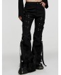 Women's Punk Rave Black Gothic Punk Fur Straight Fit Pants with Detachable Knee Loops