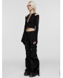 Women's Punk Rave Black Gothic Punk Fur Straight Fit Pants with Detachable Knee Loops