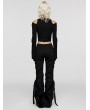 Women's Punk Rave Black Gothic Punk Fur Straight Fit Pants with Detachable Knee Loops