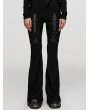 Punk Rave Black Gothic Punk Pattern Slim Fit Flared Trousers for Women