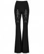 Punk Rave Black Gothic Punk Pattern Slim Fit Flared Trousers for Women