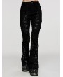 Punk Rave Black Gothic Punk Cage Decadent Flared Pants for Women