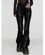 Punk Rave Black Gothic Punk Faux Leather Panel Flared Pants for Women