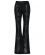 Punk Rave Black Gothic Punk Faux Leather Panel Flared Pants for Women