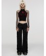 Punk Rave Black Gothic Punk Decadent Splicing Wide Leg Trousers for Women