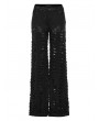 Punk Rave Black Gothic Punk Decadent Splicing Wide Leg Trousers for Women