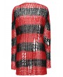 Punk Rave Black and Red Gothic Punk Striped Distressed Cardigan Sweater for Women