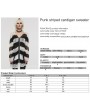 Punk Rave Black and White Gothic Punk Striped Distressed Cardigan Sweater for Women