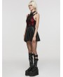 Punk Rave Black and Red Gothic Punk Sexy Spider Web Short Dress