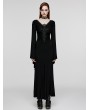 Punk Rave Black Gothic Elegant Sexy V-Neck Lace Applique Long Party Dress