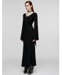 Punk Rave Black Gothic Elegant Sexy V-Neck Lace Applique Long Party Dress