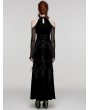 Punk Rave Black Gothic Elegant Velvet Sexy Halter Cold Shoulder Long Party Dress