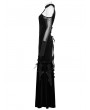 Punk Rave Black Gothic Elegant Velvet Sexy Halter Cold Shoulder Long Party Dress