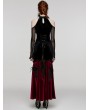 Punk Rave Black and Red Gothic Elegant Velvet Sexy Halter Cold Shoulder Long Party Dress