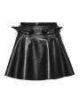 Punk Rave Black Gothic Faux Leather Cute A-Line Skirt with Detachable Belt